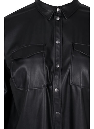Skjorte i imitert skinn, Black, Packshot image number 2