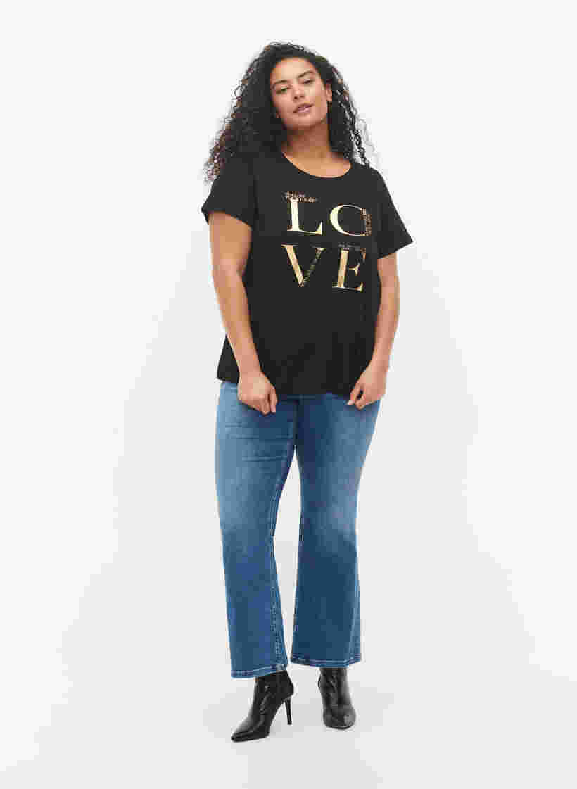 Kortermet T-skjorte med trykk, Black Love, Model image number 3