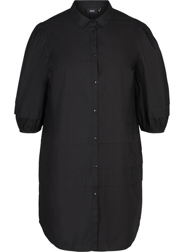 Skjortekjole i bomull, Black, Packshot image number 0