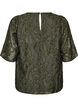 Jacquard bluse med glitrende detaljer og puffede ermer, Gr&oslash;nn, Packshot image number 1