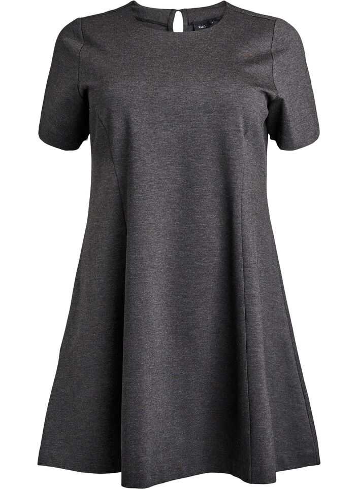 Kort A-linje jersey kjole, Gr&aring;, Packshot image number 0