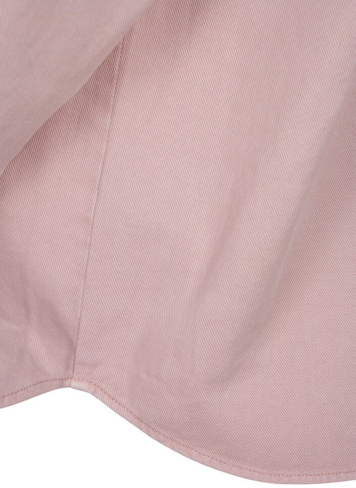 Ensfarget dongeriskjorte med brystlommer, Pale Mauve, Packshot image number 3
