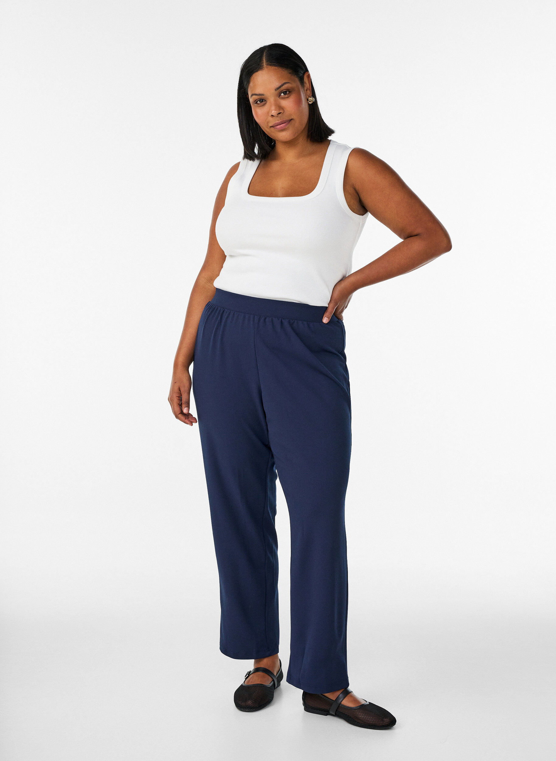 ZizziBukser med straight fit, Bl&aring;, Model image number 1