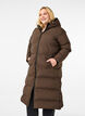 Lang vinterkåpe med hette, Brun, Model image number 0