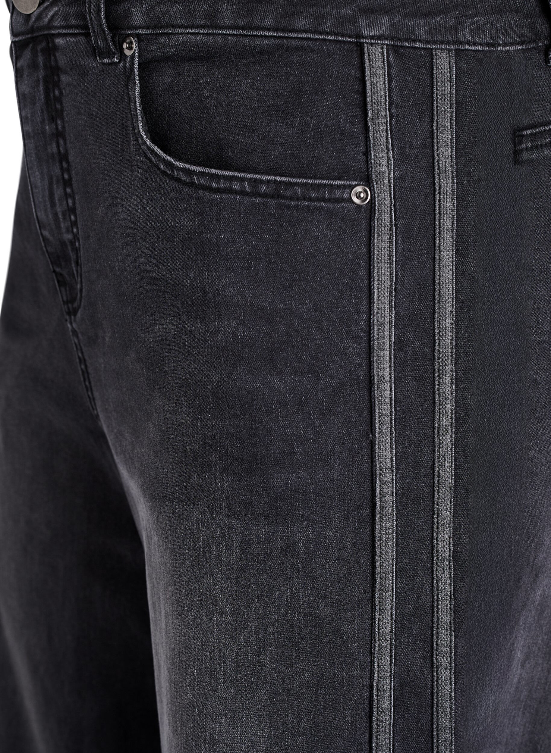 ZizziWide fit jeans med vertikale denimdetaljer, Gr&aring;, Packshot image number 2