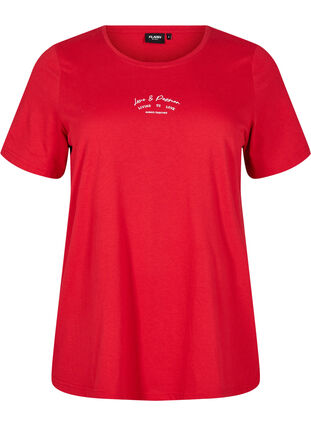 Zizzi FLASH - T-skjorte med motiv, Urban Red Text, Packshot image number 0