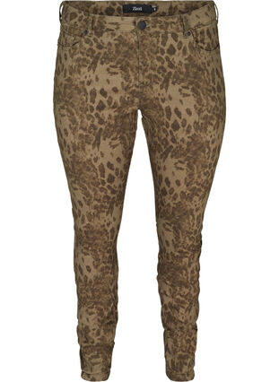 Amy jeans med print, Green Leopard, Packshot image number 0