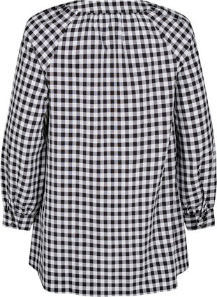 Zizzi Rutete tunika med V-hals, Black/W. Gingham, Packshot image number 1