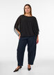 Chiffonbluse med ballongeffekt, Svart, Model image number 1