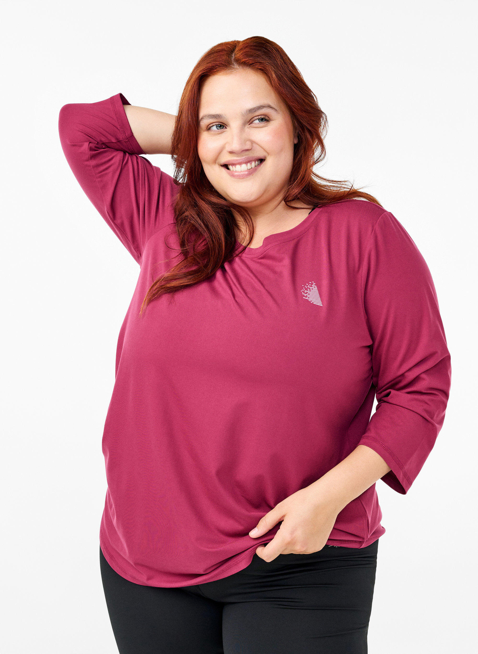 ZizziTreningsbluse med 3/4-ermer, R&oslash;d, Model image number 0