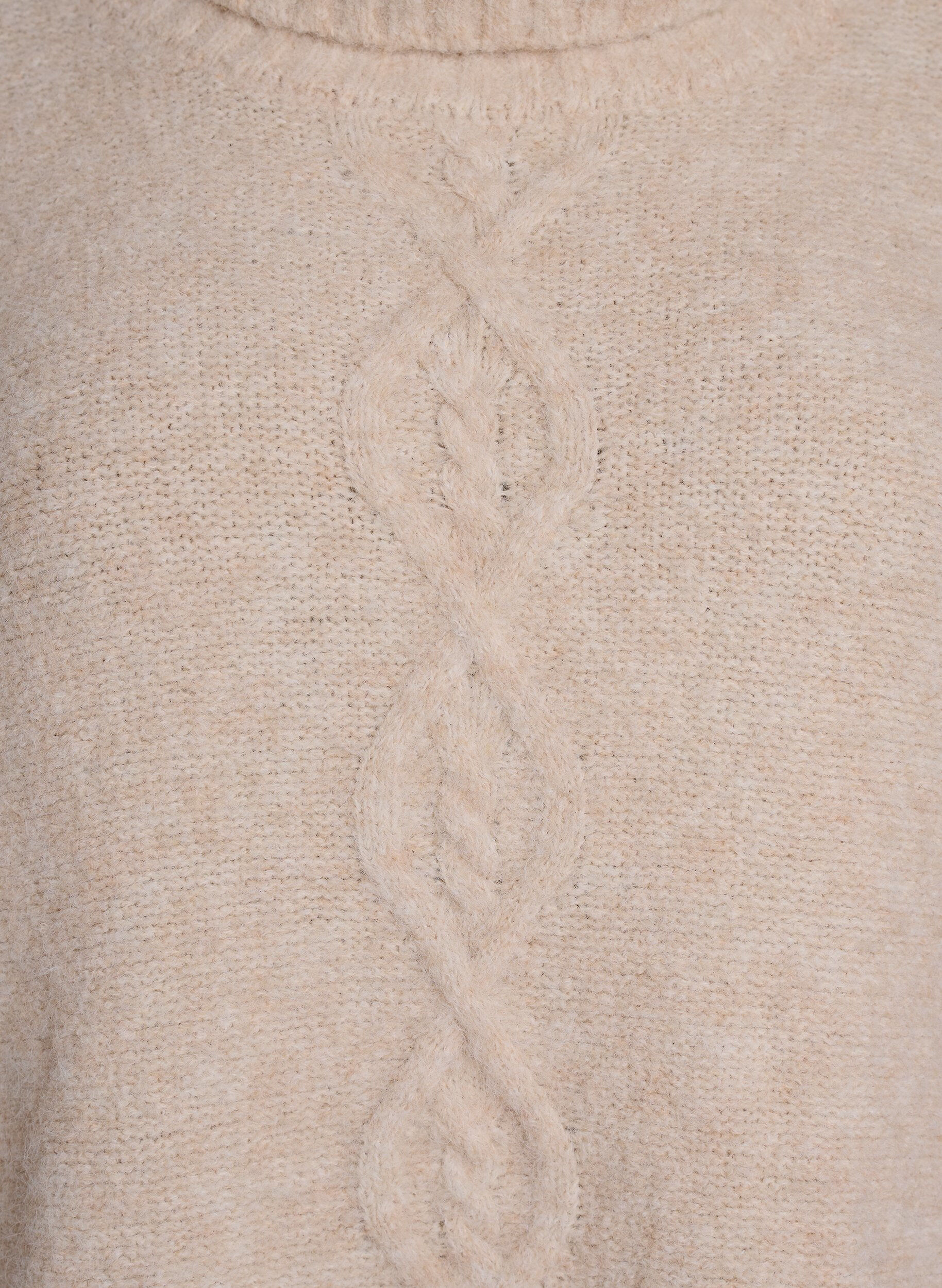 ZizziGenser med h&oslash;y hals og flettestrikk, Vanilje, Packshot image number 2