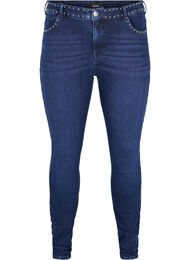 Super slim Amy jeans med nagler, Dark blue