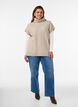 Strikket vest med rullehals og kabelstrikk, Beige, Model image number 1
