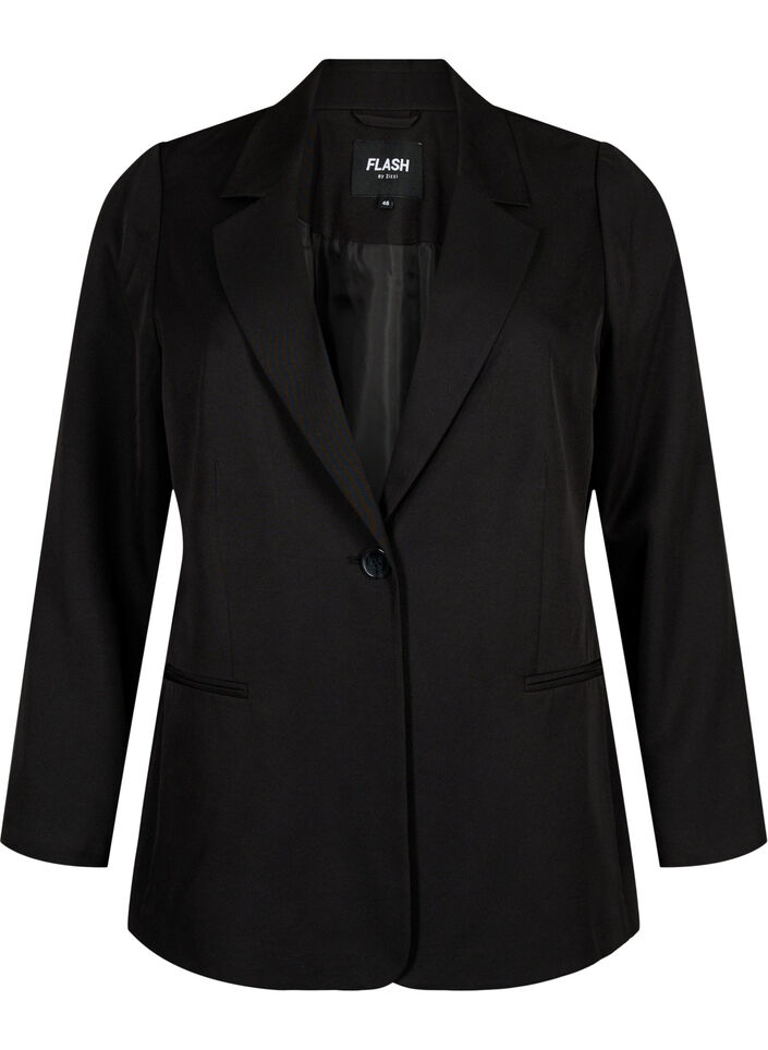 FLASH - Enkel blazer med knapp, Svart, Packshot image number 0