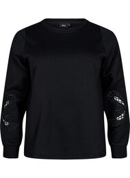 Genser med broderte utskjæringer, Black
