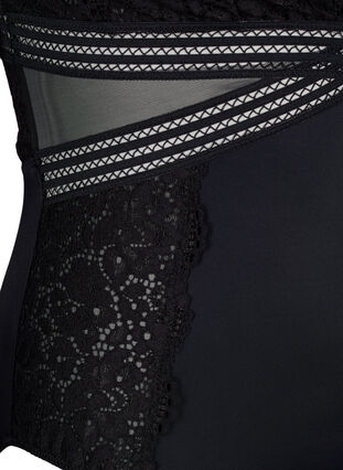 Bodystocking med blonder og utskjæringer, Black, Packshot image number 3