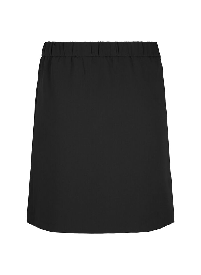 Kort skjørt med strikk i midjen bak, Black, Packshot image number 1