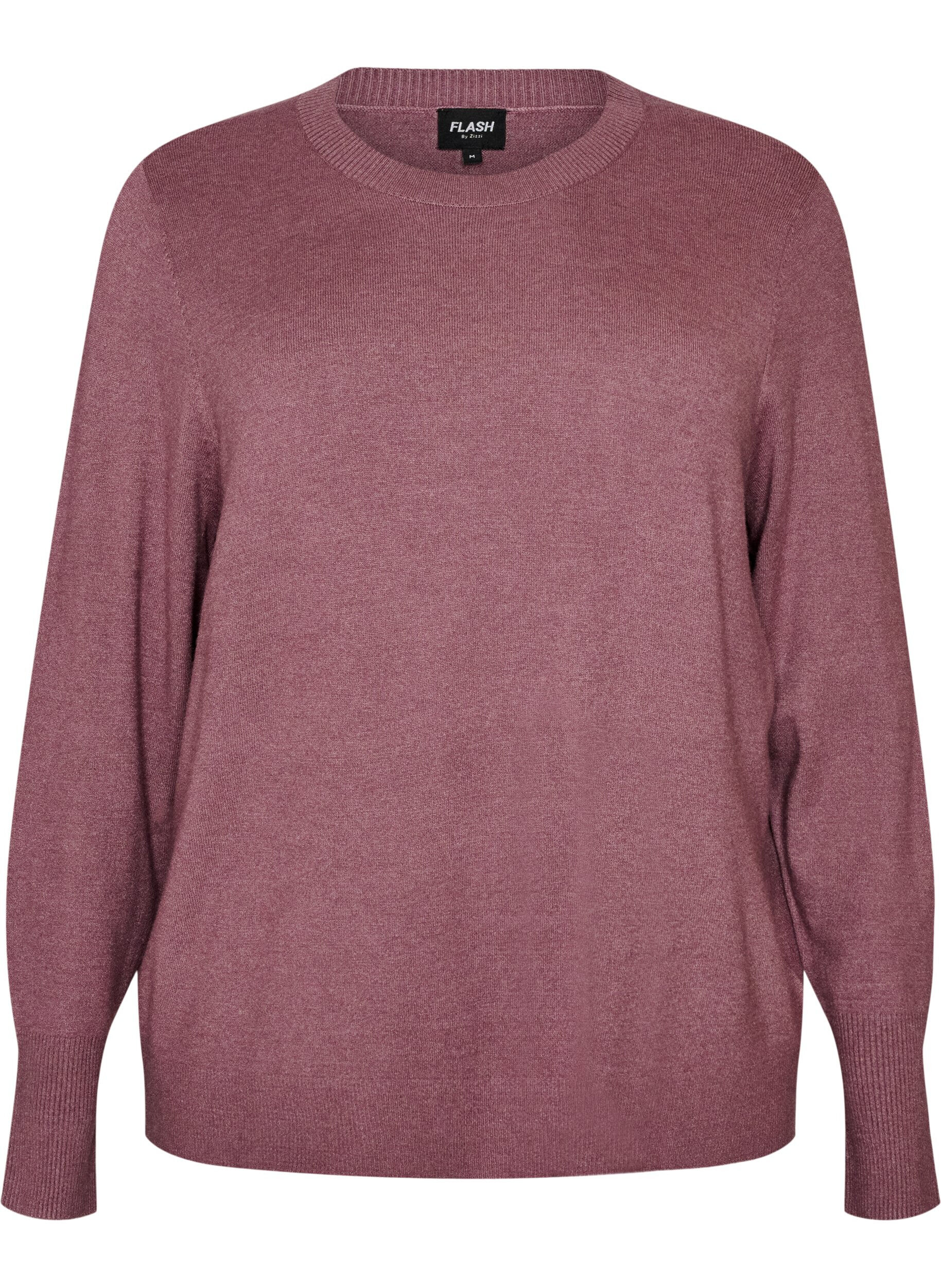 ZizziStrikkebluse med rund hals, Rosa, Packshot image number 0