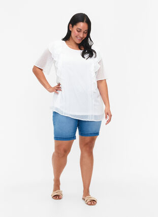 Kortermet bluse med volanger og prikkete mønster, Snow White, Model image number 2