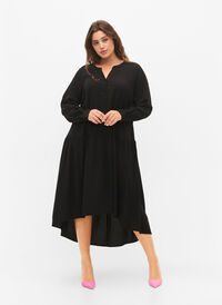 Midi-kjole med lange ermer, Black, Model