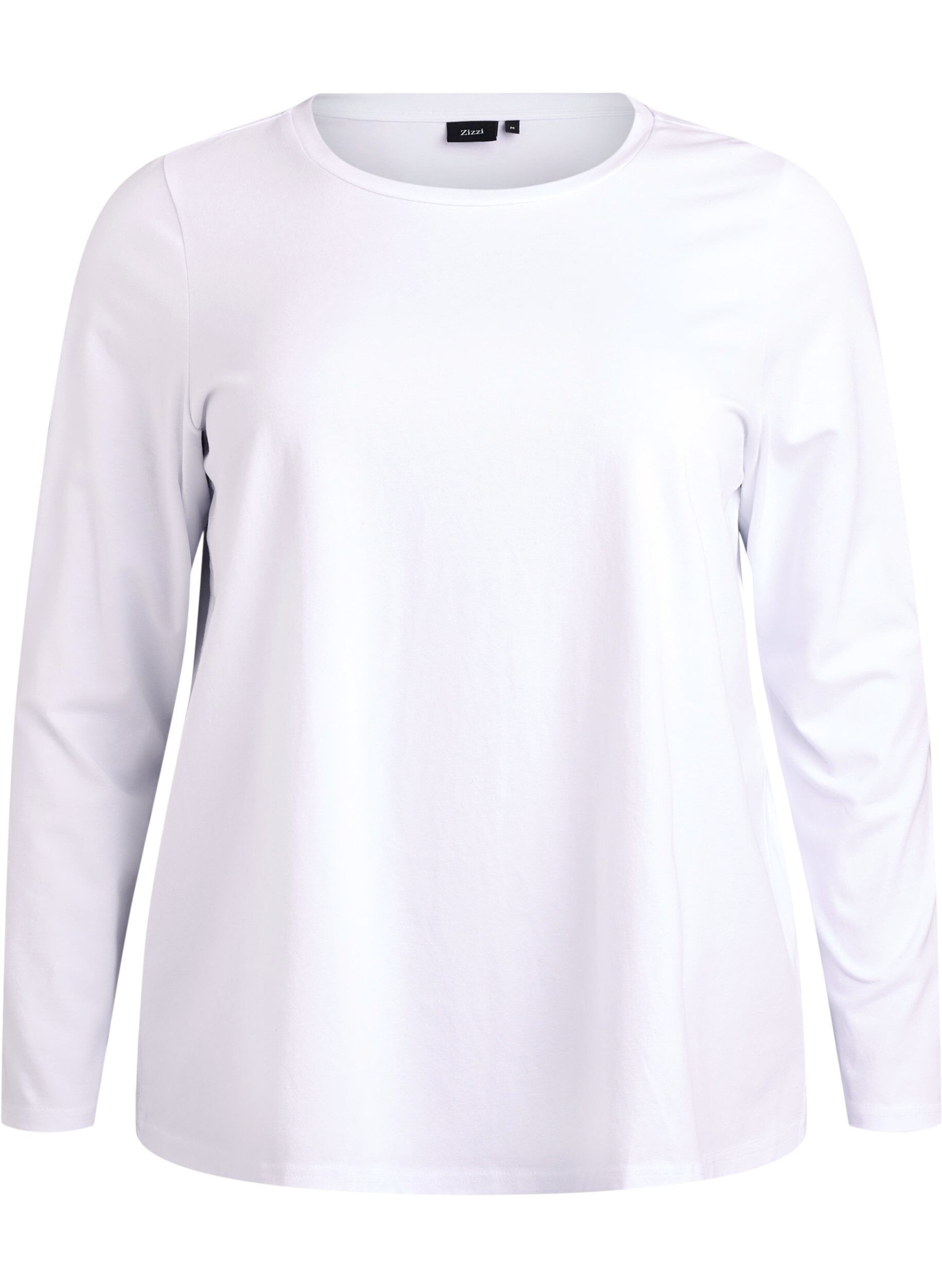 ZizziBasis jersey topp med lange ermer, Hvit, Packshot image number 0