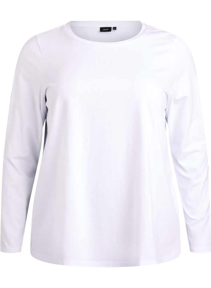 Basis jersey topp med lange ermer, Hvit, Packshot image number 0