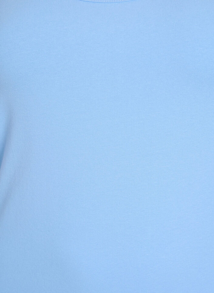 Ensfarget basic topp i bomull, Bl&aring;, Packshot image number 2