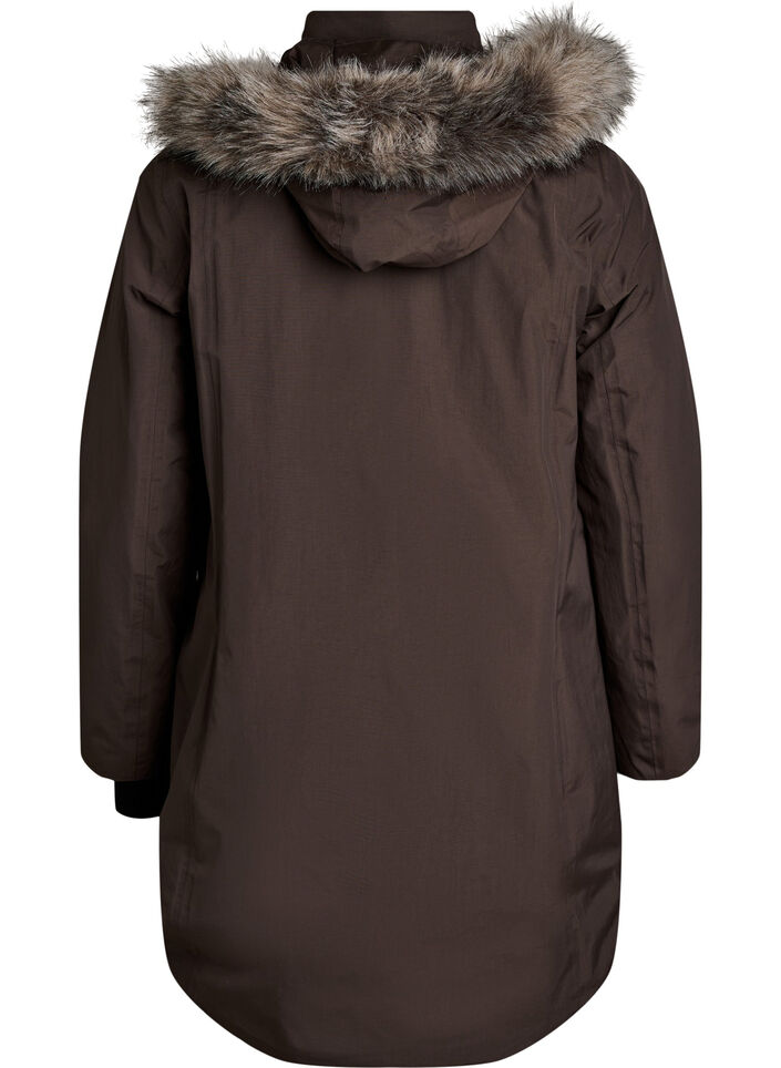Vanntett parkas med hette, Brun, Packshot image number 1