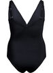 Badedrakt med V-hals og broderi, Black, Packshot image number 1