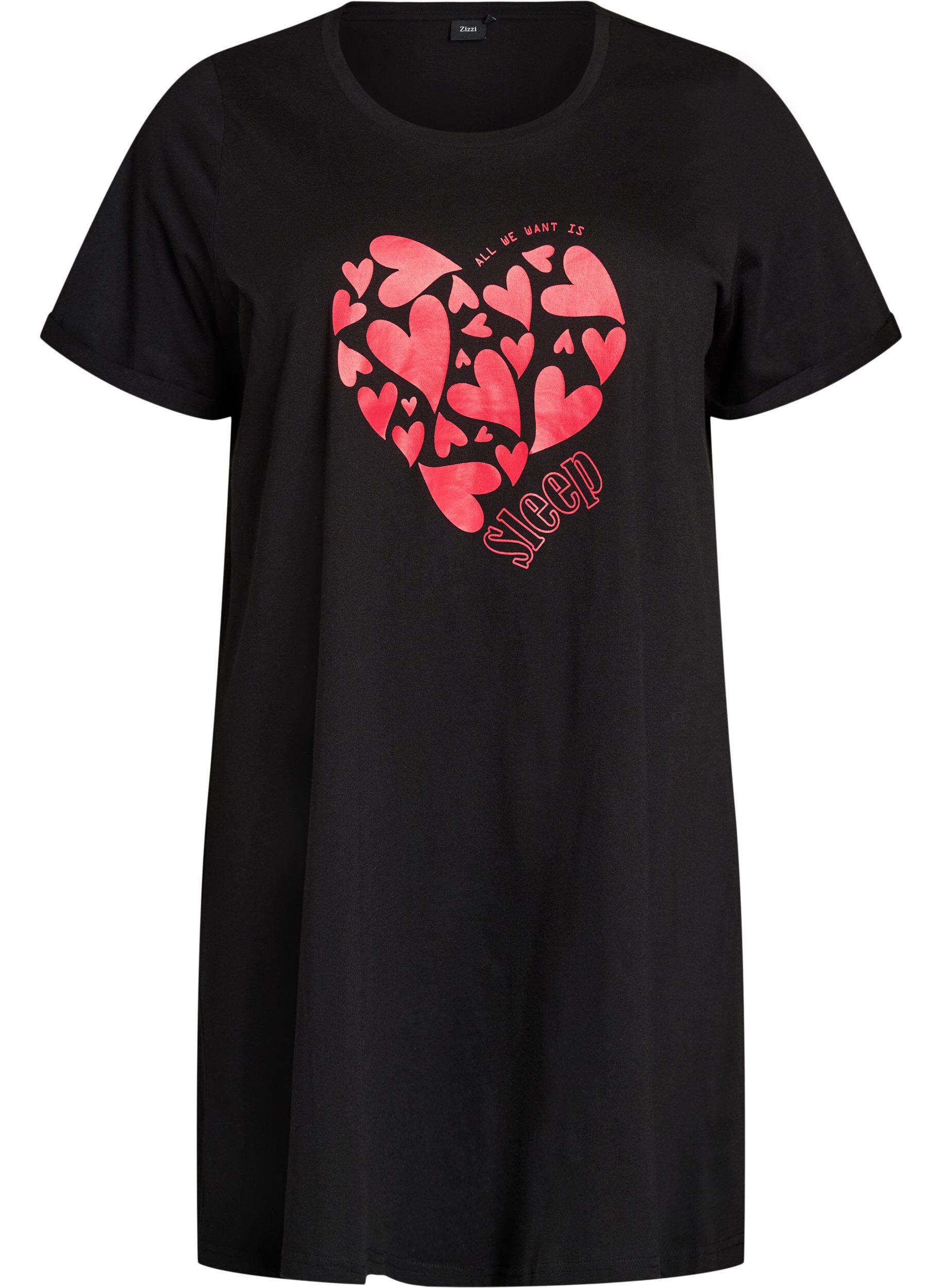 Kortermet nattkjole i &oslash;kologisk bomull