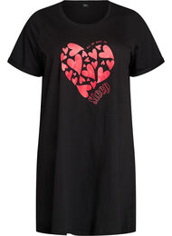 Kortermet nattkjole i &oslash;kologisk bomull, Svart