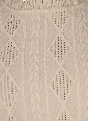 Bluse med volanger og tone-i-tone-mønster, Sand, Packshot image number 3