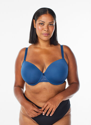 Zizzi Formstøpt bh med mesh, Blå, Model image number 0