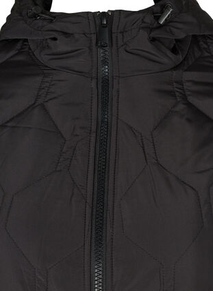 Quiltet jakke med hette og store lommer, Black, Packshot image number 2