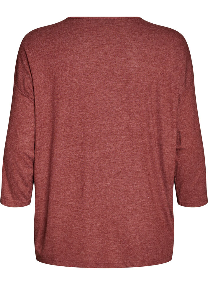 Jersey bluse med 3/4 ermer, R&oslash;d, Packshot image number 1