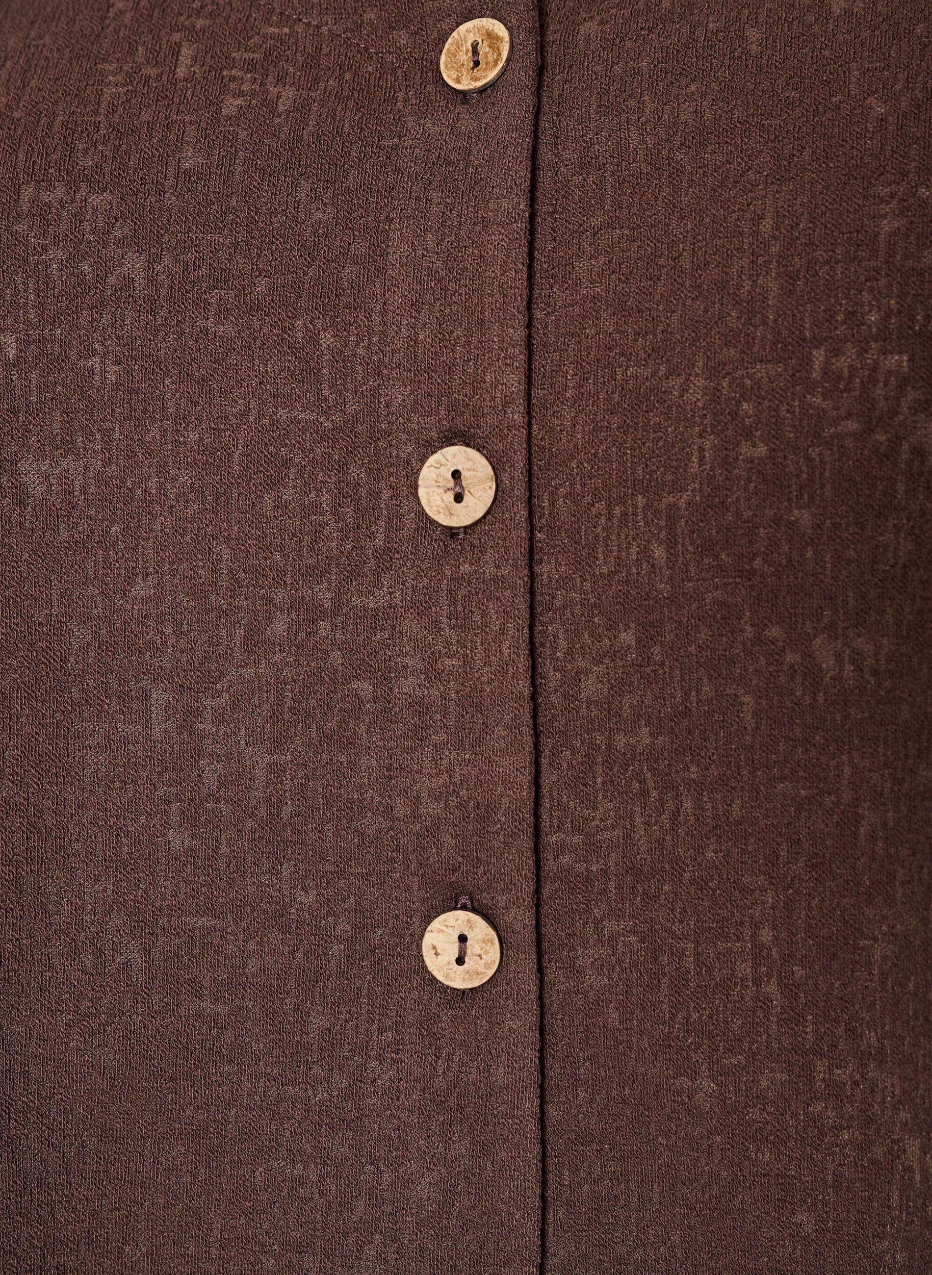 ZizziTeksturert bomullsbluse med knappelukking, Brun, Packshot image number 2