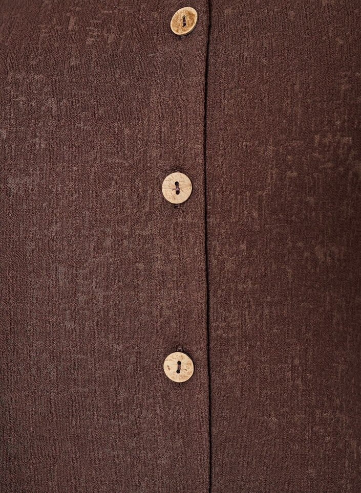 Teksturert bomullsbluse med knappelukking, Brun, Packshot image number 2
