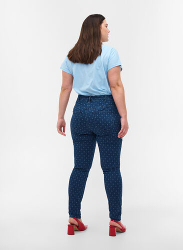 Super slim Amy jeans med mønster, Dark blue, Model image number 1