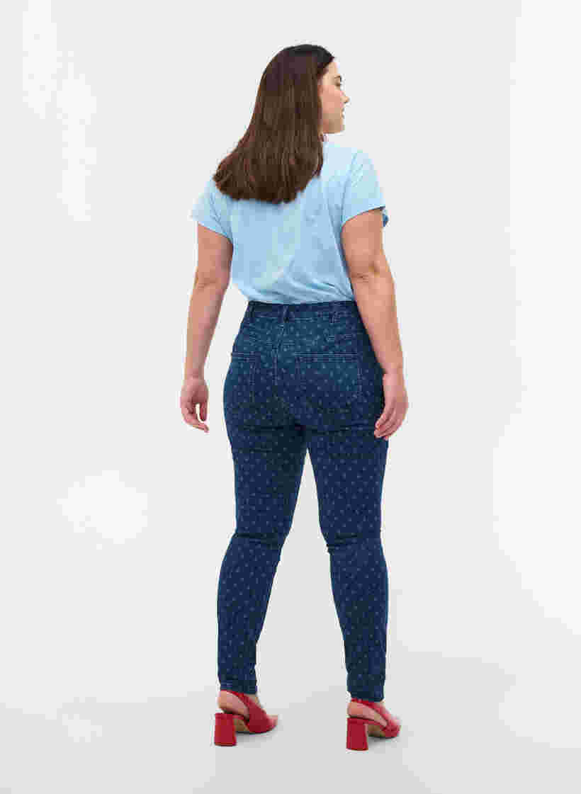 Super slim Amy jeans med mønster, Dark blue, Model image number 1