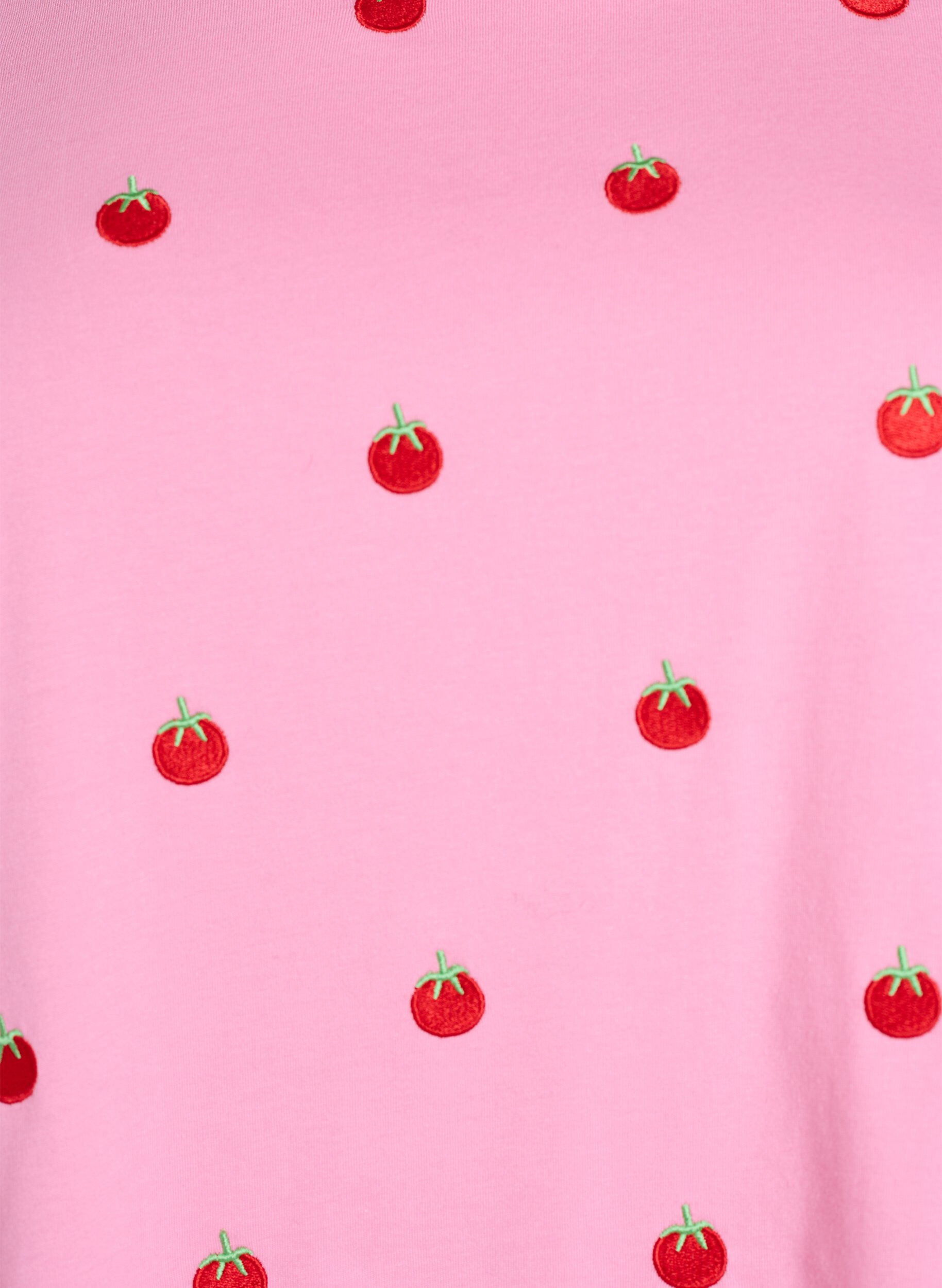 ZizziT-skjorte i &oslash;kologisk bomull med broderte motiv, Rosa, Packshot image number 2