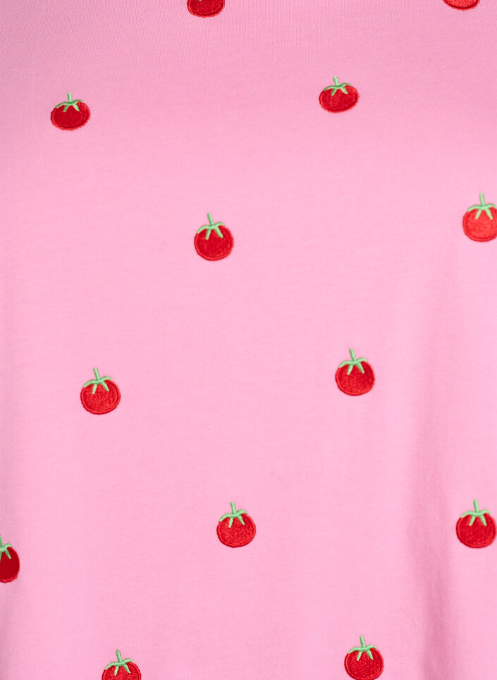 T-skjorte i &oslash;kologisk bomull med broderte motiv, Rosa, Packshot image number 2