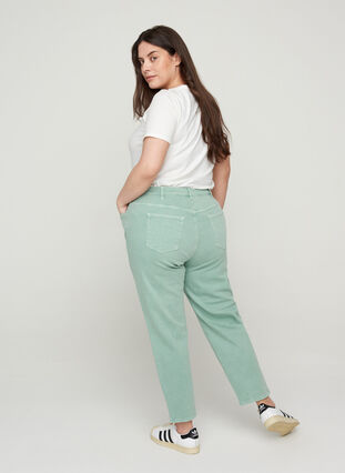 Mom fit Mille jeans i bomull, Chinois Green, Model image number 1