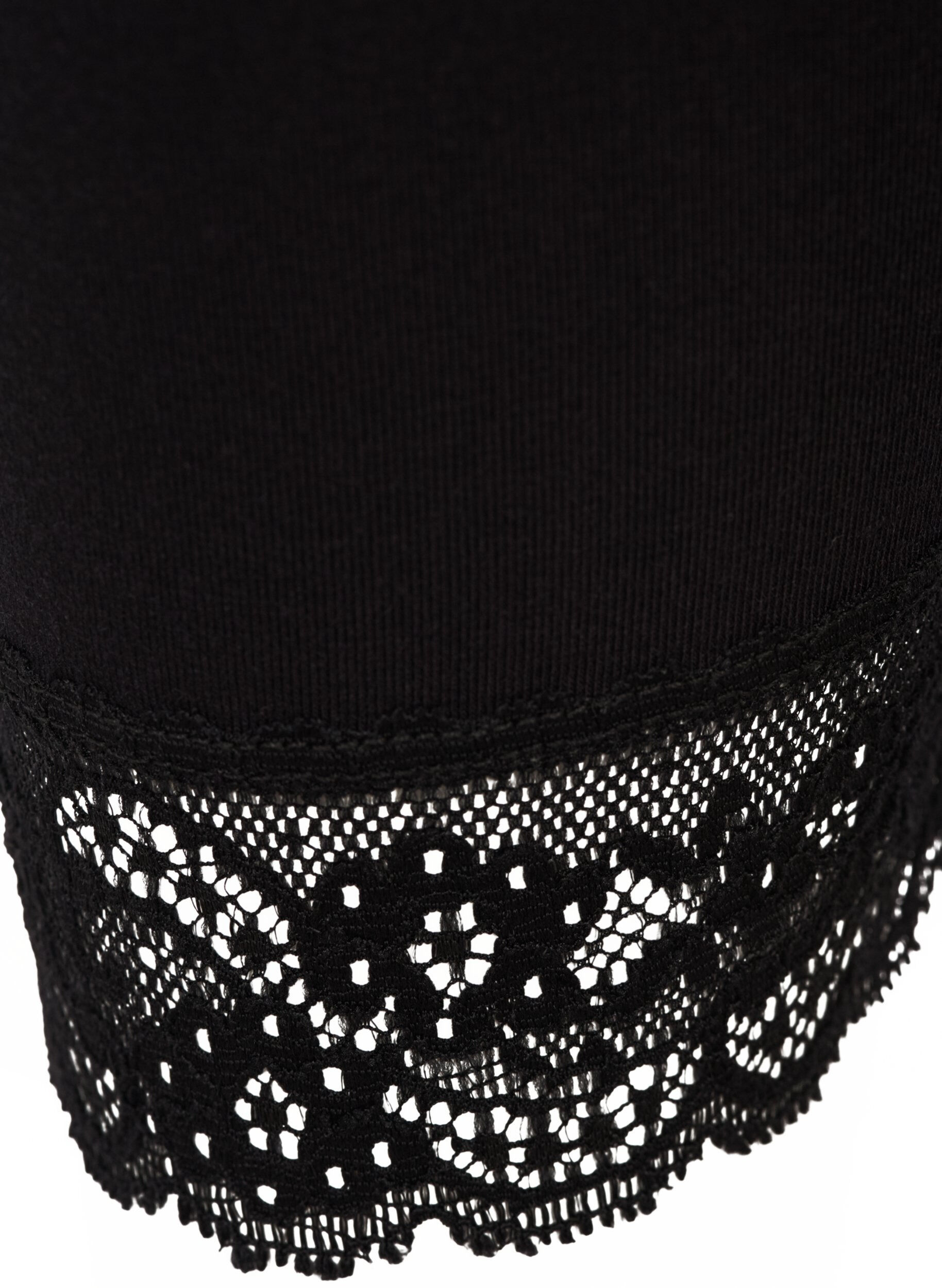 ZizziBasis 3/4-leggings med blondekant, Svart, Packshot image number 2