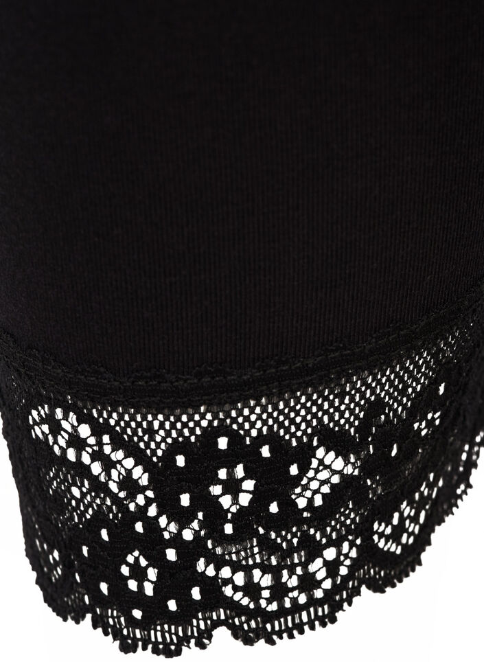 Basis 3/4-leggings med blondekant, Svart, Packshot image number 2
