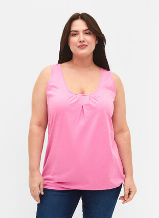 Zizzi Bomullstopp med blondekant, 2 stk., Rosebloom / Black, Model image number 0