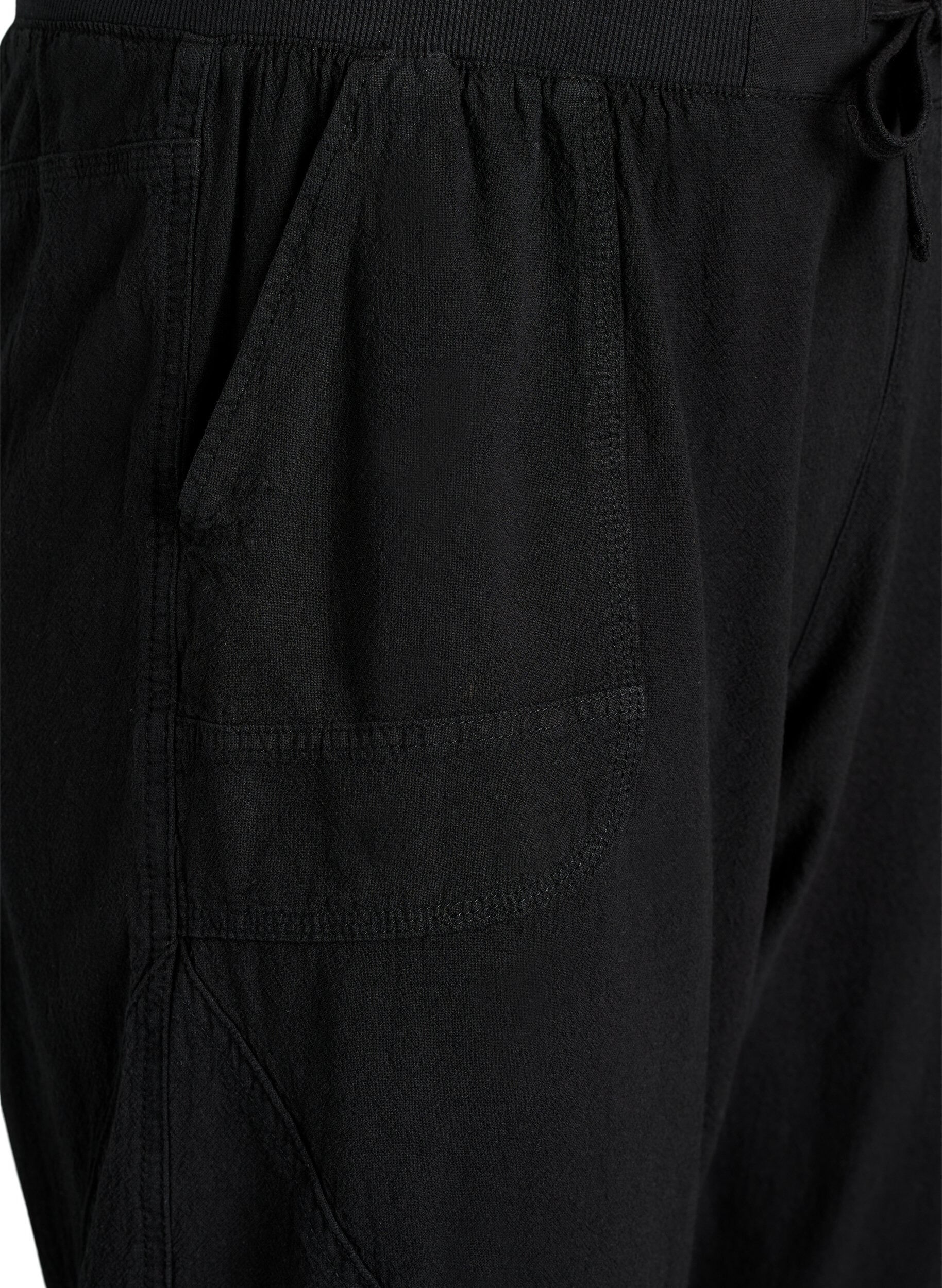 ZizziCapribukser i bomull, Svart, Packshot image number 2