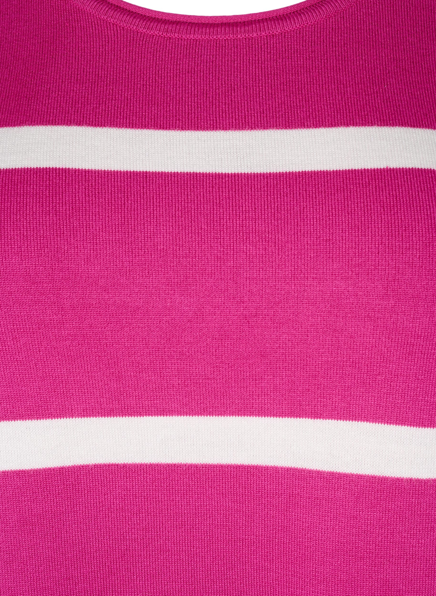 Zizzi Strikket viskosebluse med striper, Rosa, Packshot image number 2