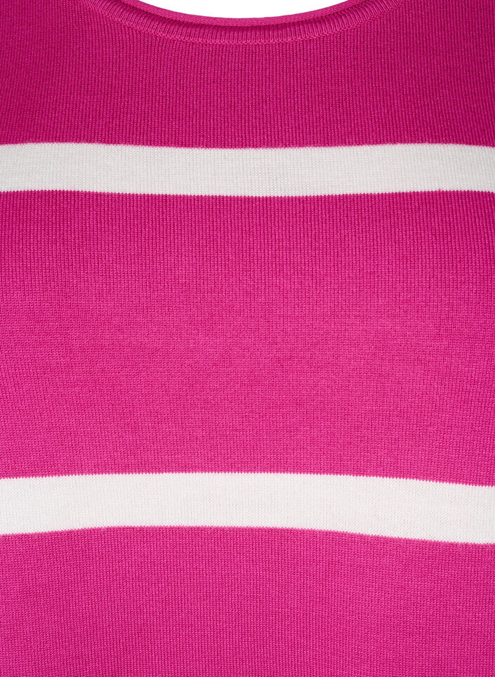 Strikket viskosebluse med striper, Rosa, Packshot image number 2