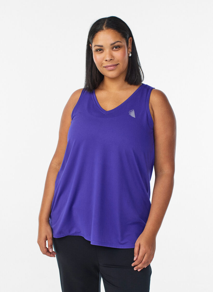 Trenings-topp med v-hals, Purple, Model image number 0