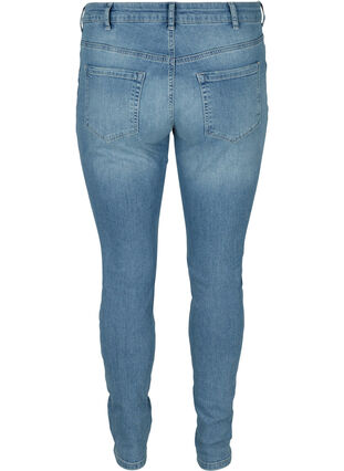 Ekstra slim Sanna jeans med slitte detaljer, Light blue denim, Packshot image number 1